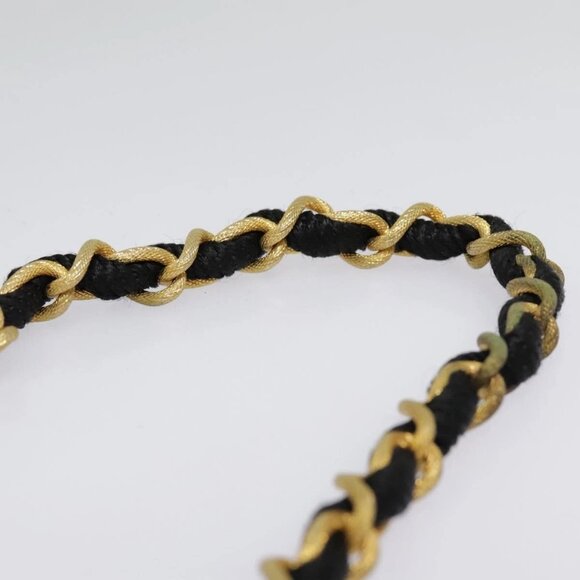 CHANEL Chain Shoulder Bag Cotton Black Gold CC - Picture 12 of 16